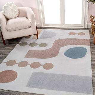 Winston Abstract Coastal Contemporary Novelty Machine-Washable Area Rug