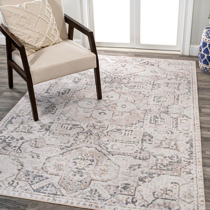 Persian Distressed Medallion Low-Pile Machine-Washable Area Rug