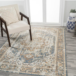 Julita Bold Distressed Medallion Low-Pile Machine-Washable Area Rug