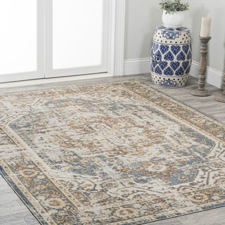 Julita Bold Distressed Medallion Low-Pile Machine-Washable Area Rug