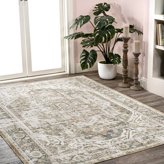 Julita Bold Distressed Medallion Low-Pile Machine-Washable Area Rug