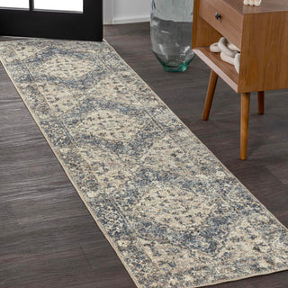 Lotus Distressed Medallion Low-Pile Machine-Washable Area Rug