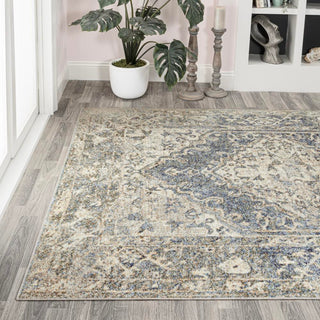 Lotus Distressed Medallion Low-Pile Machine-Washable Area Rug