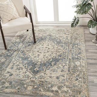 Lotus Distressed Medallion Low-Pile Machine-Washable Area Rug