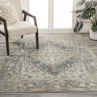 Lotus Distressed Medallion Low-Pile Machine-Washable Area Rug