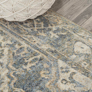 Lotus Distressed Medallion Low-Pile Machine-Washable Area Rug