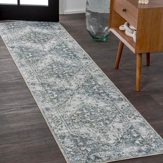 Lotus Distressed Medallion Low-Pile Machine-Washable Area Rug