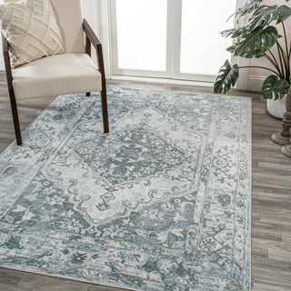 Lotus Distressed Medallion Low-Pile Machine-Washable Area Rug