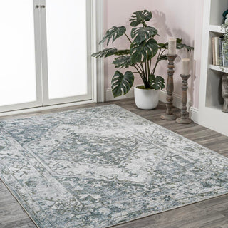 Lotus Distressed Medallion Low-Pile Machine-Washable Area Rug