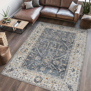 Lauren Rustic Border Low-Pile Machine-Washable Area Rug