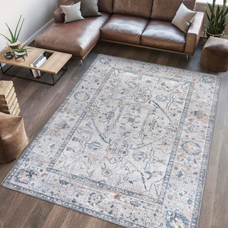 Lauren Rustic Border Low-Pile Machine-Washable Area Rug