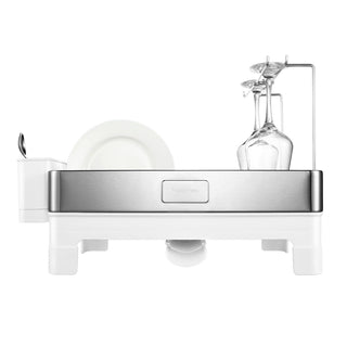 Simple Dish Drying Rack & Tray With Swivel Drain Spout, Wine Glass Holder