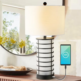 Colton Classic 27" Modern Industrial Iron Nightlight LED Table Lamp with USB Charging Port