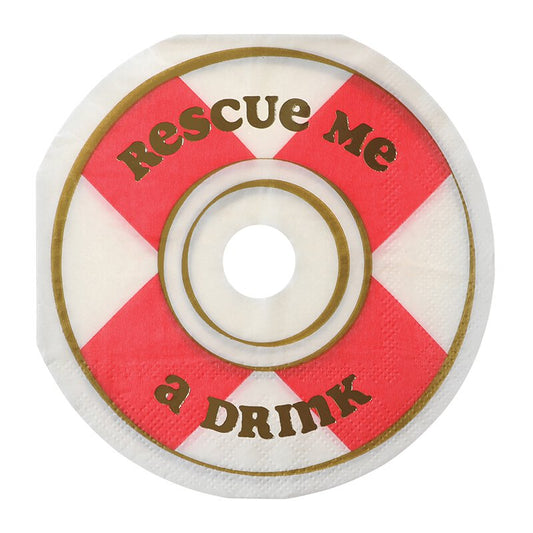 Rescue Me a Drink Round Die-Cut Foil Party/Beverage/Cocktail Napkins by The Bullish Store