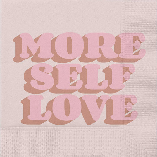 More Self Love Party/Beverage/Cocktail Napkins | 5" Square by The Bullish Store