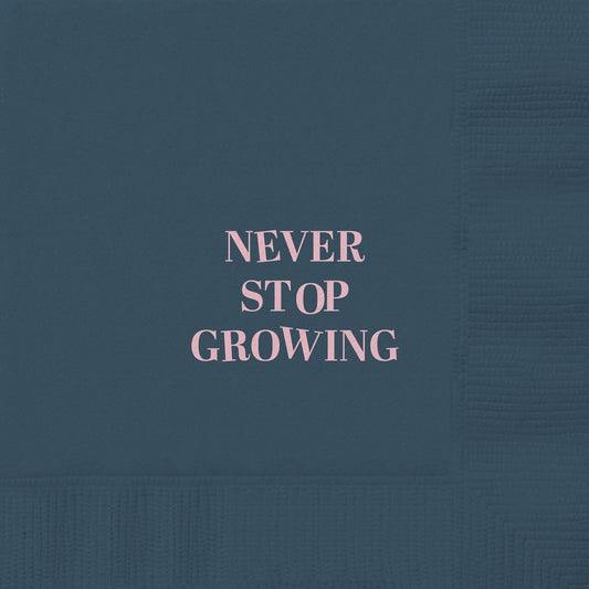 Never Stop Growing Party/Beverage/Cocktail Napkins | 5" Square by The Bullish Store