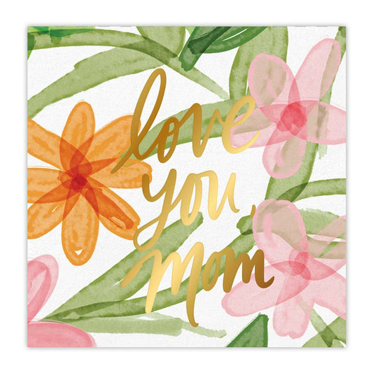 Love You Mom Gold Foil Party/Beverage/Cocktail Napkins | 5" Square by The Bullish Store
