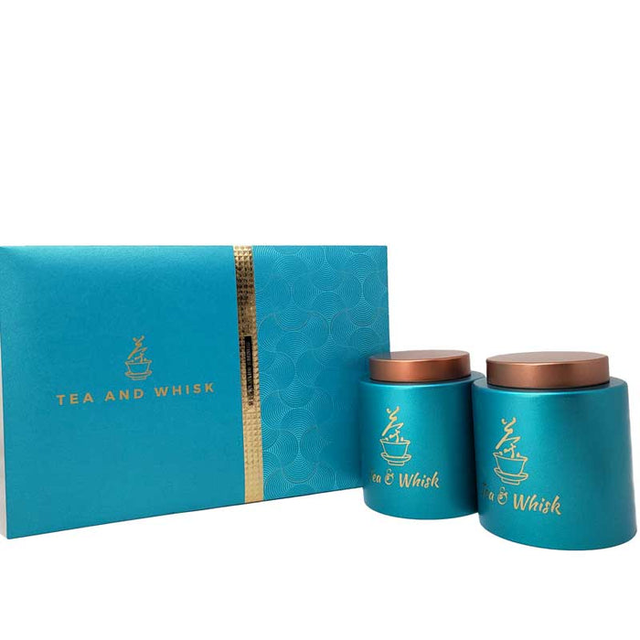 Decorative Tea Canister Gift Set Light Blue by Tea and Whisk