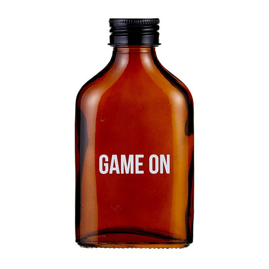 Game On Amber Mini Flask | Glass | Fathers Day, Dad Gift, Sports Themed Bottle by The Bullish Store