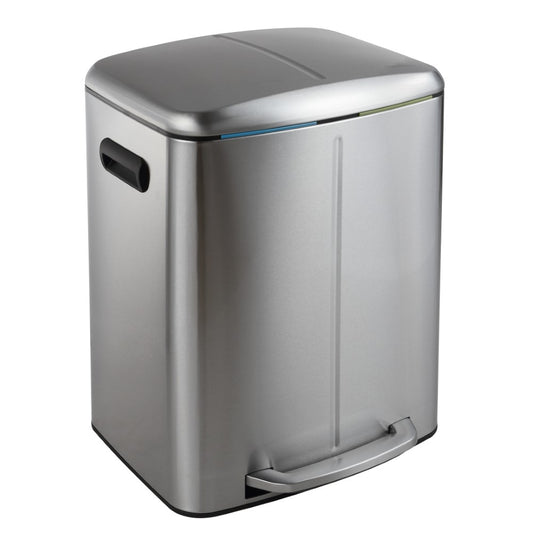 Marco Rectangular 10.5-Gallon Double Bucket Trash Can with Soft-Close Lid