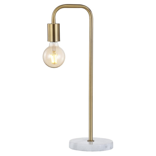 Fruitu 20.5" Minimalist Glam Gold Pipe Metal/Marble LED Table Lamp