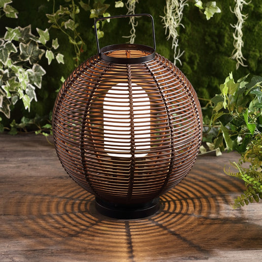 Stonefly 22" Outdoor Woven Globe Asian LED Lantern