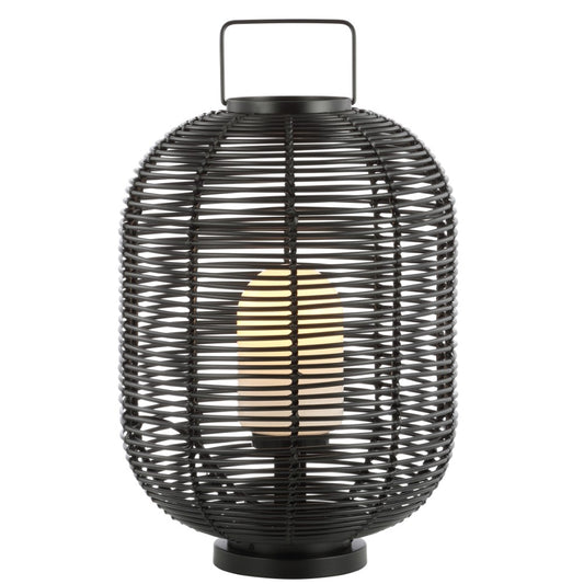 Spittlebug 26.7" Outdoor Woven Oval Asian LED Lantern
