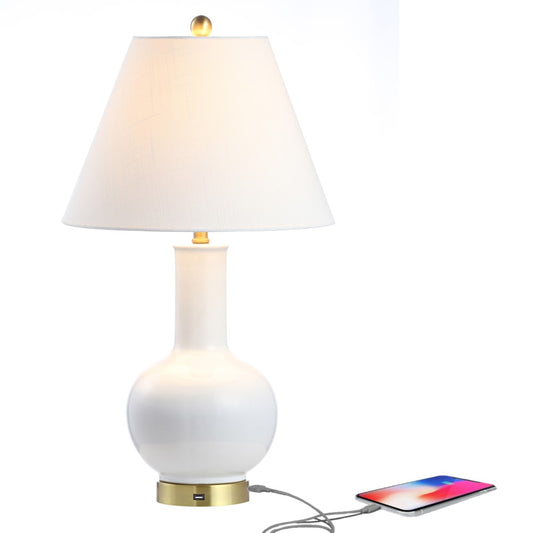Sinaloa 27" Ceramic/Iron Contemporary USB Charging LED Table Lamp