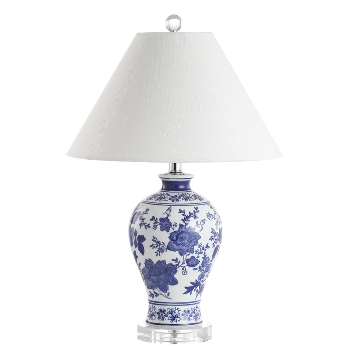Lewis 21.5" Ceramic/Crystal Chinoiserie Floral LED Table Lamp
