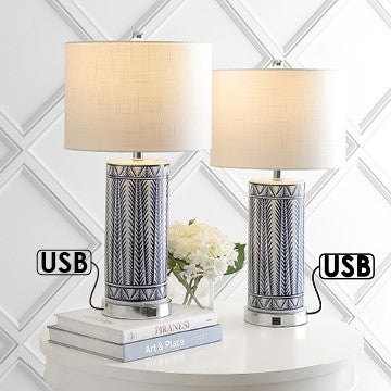 Beseck 27" Ceramic/Iron Contemporary USB Charging LED Table Lamp