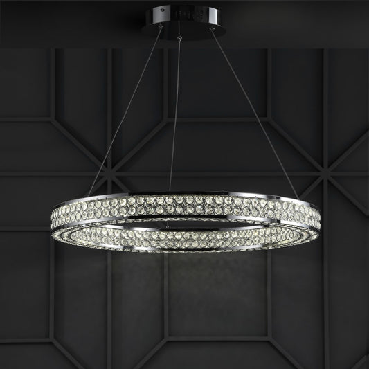 Ryan 24.7" Round Integrated LED Crystal/Metal Chandelier