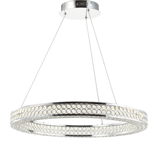 Ryan 24.7" Round Integrated LED Crystal/Metal Chandelier