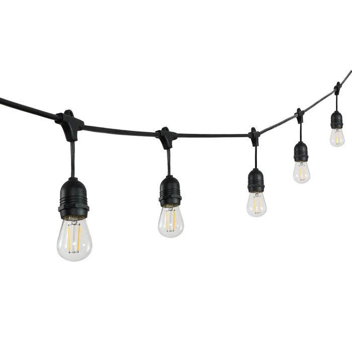Friv 15-Light Indoor/Outdoor 48 ft. Rustic Industrial LED S14 Edison Bulb String Lights, Black