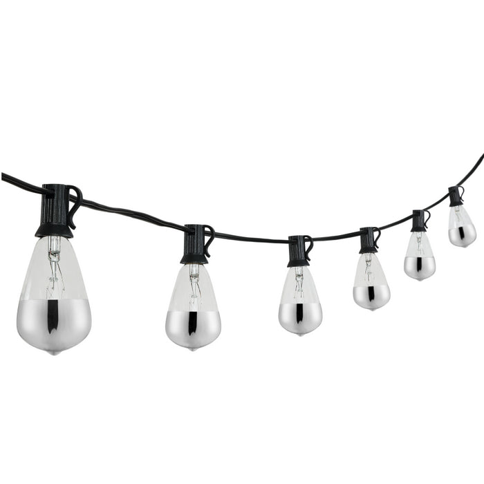 Fergo 10-Light Indoor/Outdoor 10 ft. Rustic Industrial Incandescent C7 Half-Chrome Bulb String Lights, Black