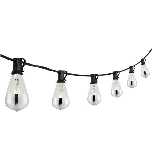 Fergo 10-Light Indoor/Outdoor 10 ft. Rustic Industrial Incandescent C7 Half-Chrome Bulb String Lights, Black