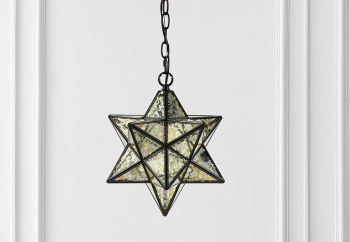 Ahot 12" Moravian Star Metal/Clear Glass LED Pendant