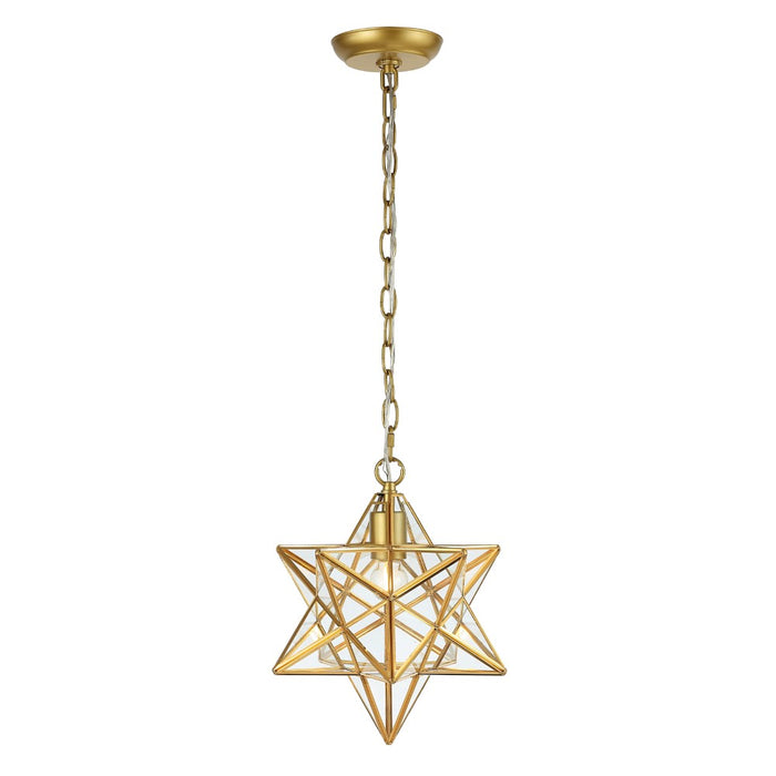 Ahot 12" Moravian Star Metal/Clear Glass LED Pendant