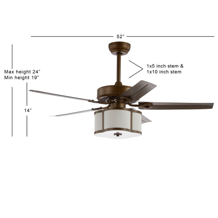 Guadeloupe 52" 3-Light Metal/Wood LED Ceiling Fan With Remote