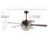 Meek 52 3-Light Bronze Crystal LED Ceiling Fan With Remote