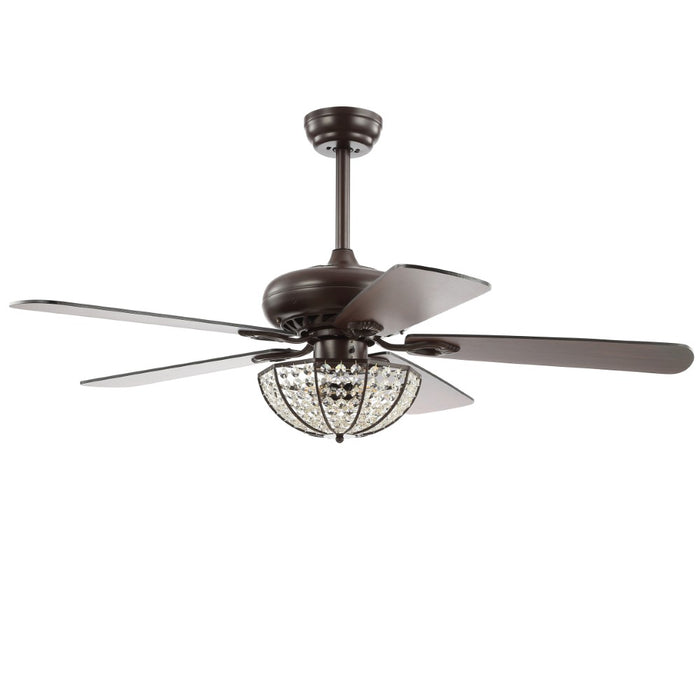 Meek 52" 3-Light Bronze Crystal LED Ceiling Fan With Remote