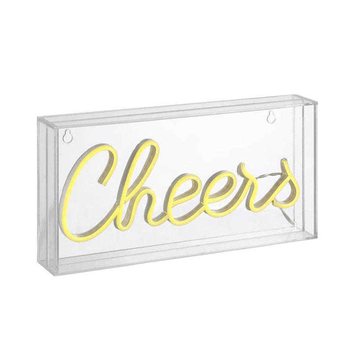 Clis 11.8" Contemporary Glam Acrylic Box USB Operated LED Neon Light, Yellow