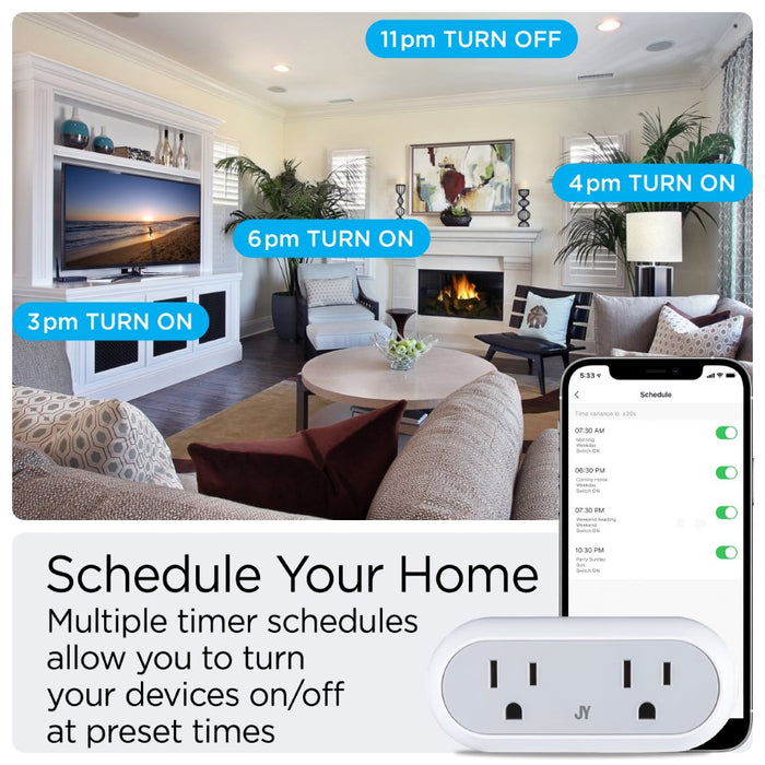 Jamie Smart Dual Plug - WiFi Remote App Control for Lights & Appliances; Compatible with Alexa and Google Home Assistant, No Hub Required