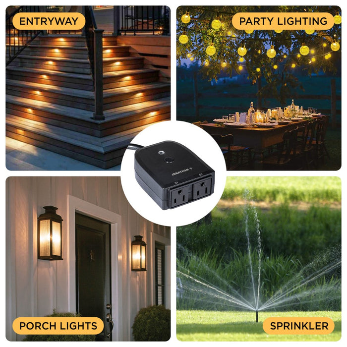 Sunshine Outdoor Smart Dual Plug - WiFi Remote App Control for Outdoor Lights & Holiday Decor; Compatible with Alexa and Google Home, No Hub Required
