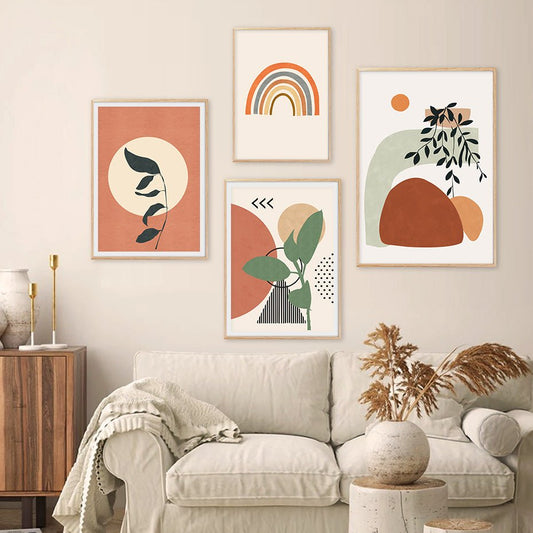 Abstract Style Leaves/Rainbow Wall Art by Living Simply House