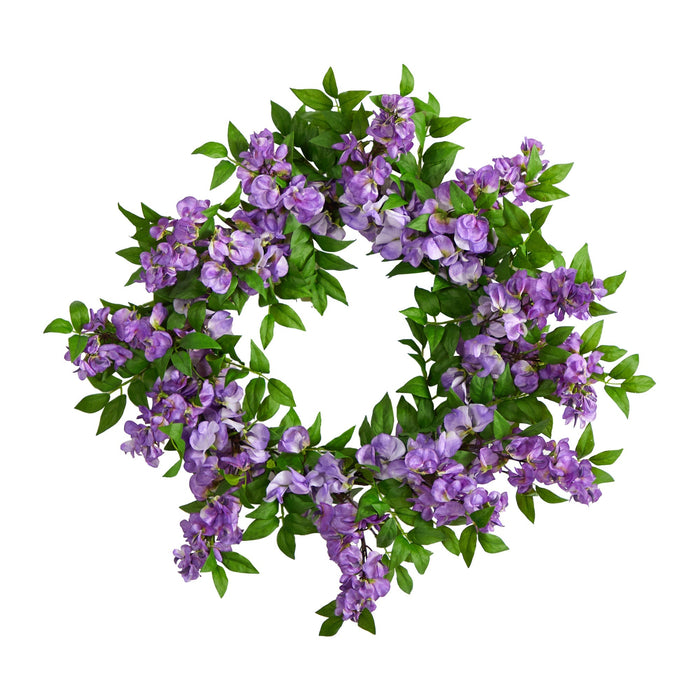 18” Wisteria Artificial Wreath by Nearly Natural
