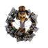 24” Halloween Skull in Plaid Mesh Wreath by Nearly Natural