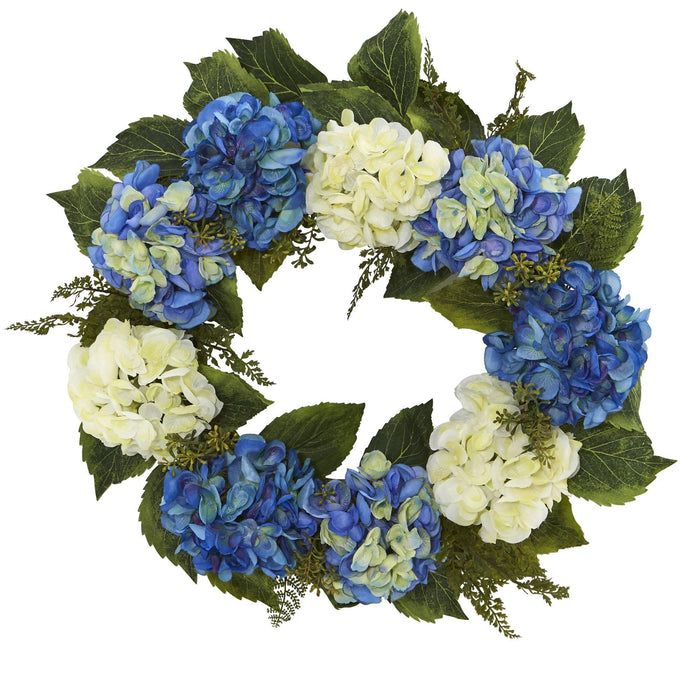 24” Hydrangea Wreath by Nearly Natural