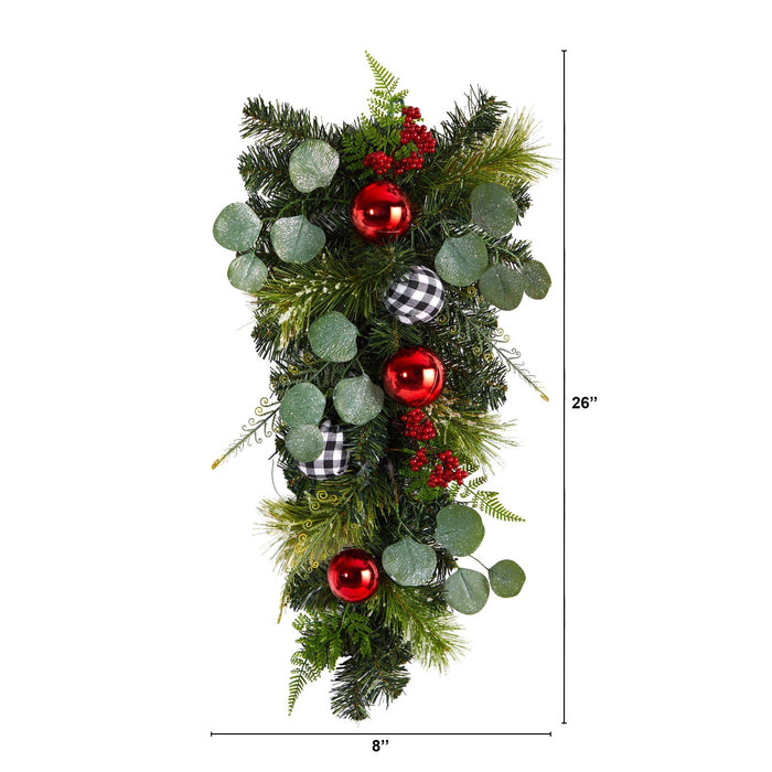 26” Holiday Christmas Greenery Ornament Artificial Swag by Nearly Natural