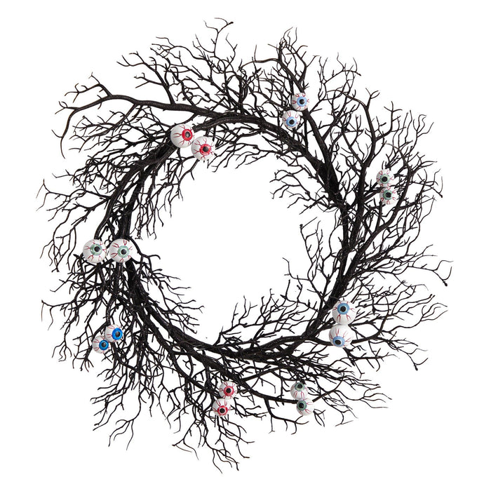30" Halloween Gazing Eyeballs Twig Wreath" by Nearly Natural