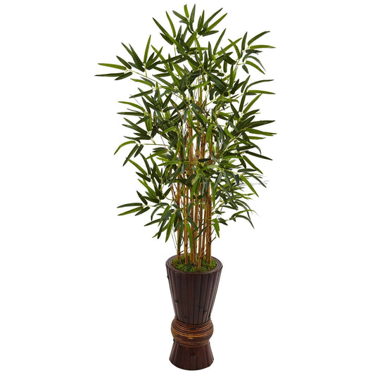 4.5’ Bamboo Tree in Bamboo Planter by Nearly Natural